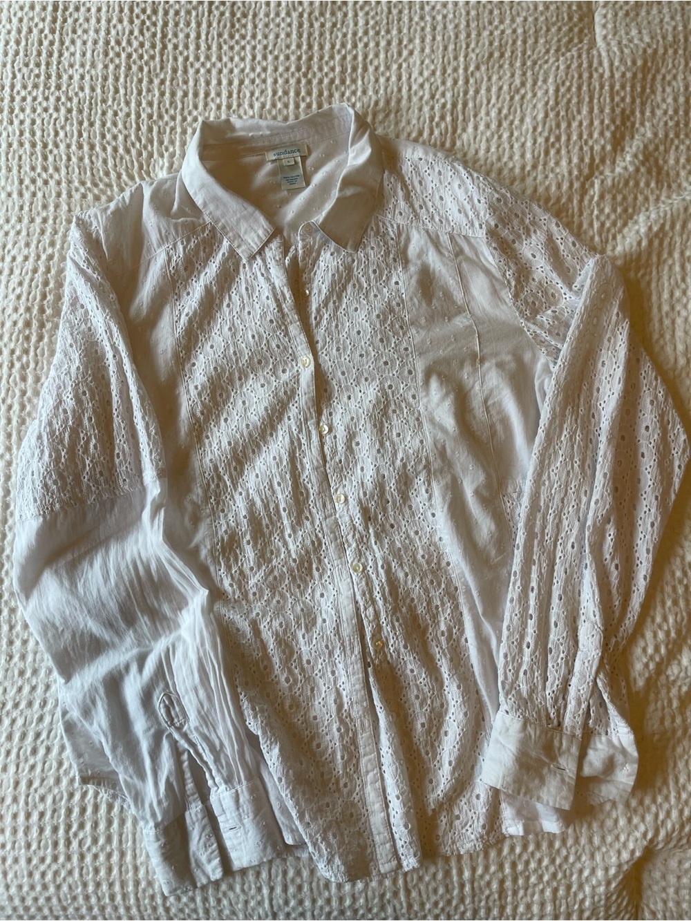 Sundance White Eyelet Button-Down Shirt
